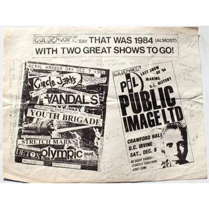 Vtg Rock Thrash Heavy Metal Band Concert Flyer - Goldenvoice PIL Public Image